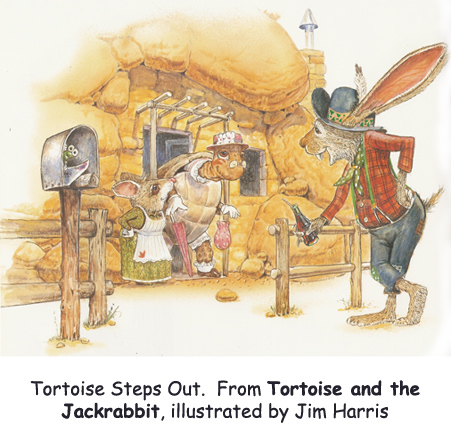 ‘Tortoise Steps Out’ Southwestern Fairytale art by Jim Harris, from Tortoise and the Jackrabbit.